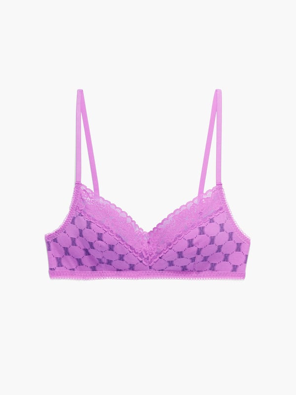 Cotton Essentials Lace-Trim Bralette in Pink & Purple | SAVAGE X FENTY