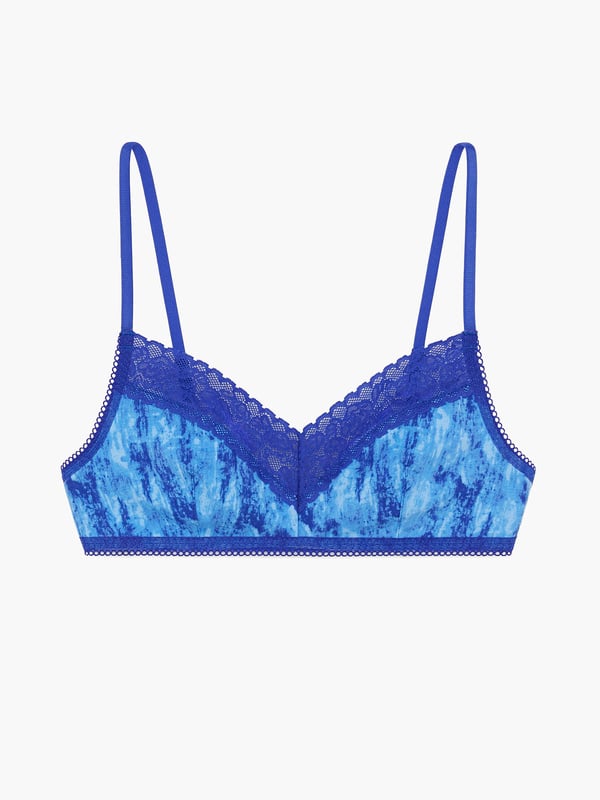 Cotton Essentials Lace-Trim Bralette in Blue | SAVAGE X FENTY