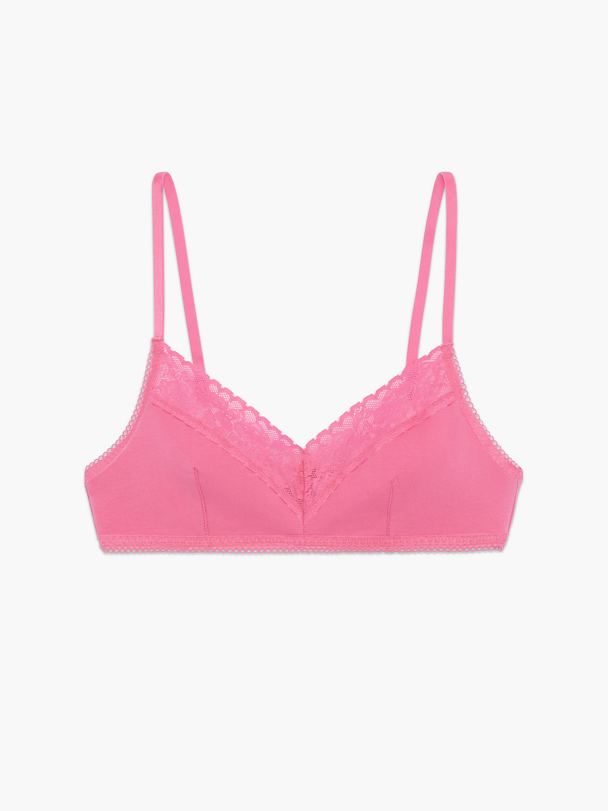 Mid Pink Lace Trim Seamless Crop Top Bra