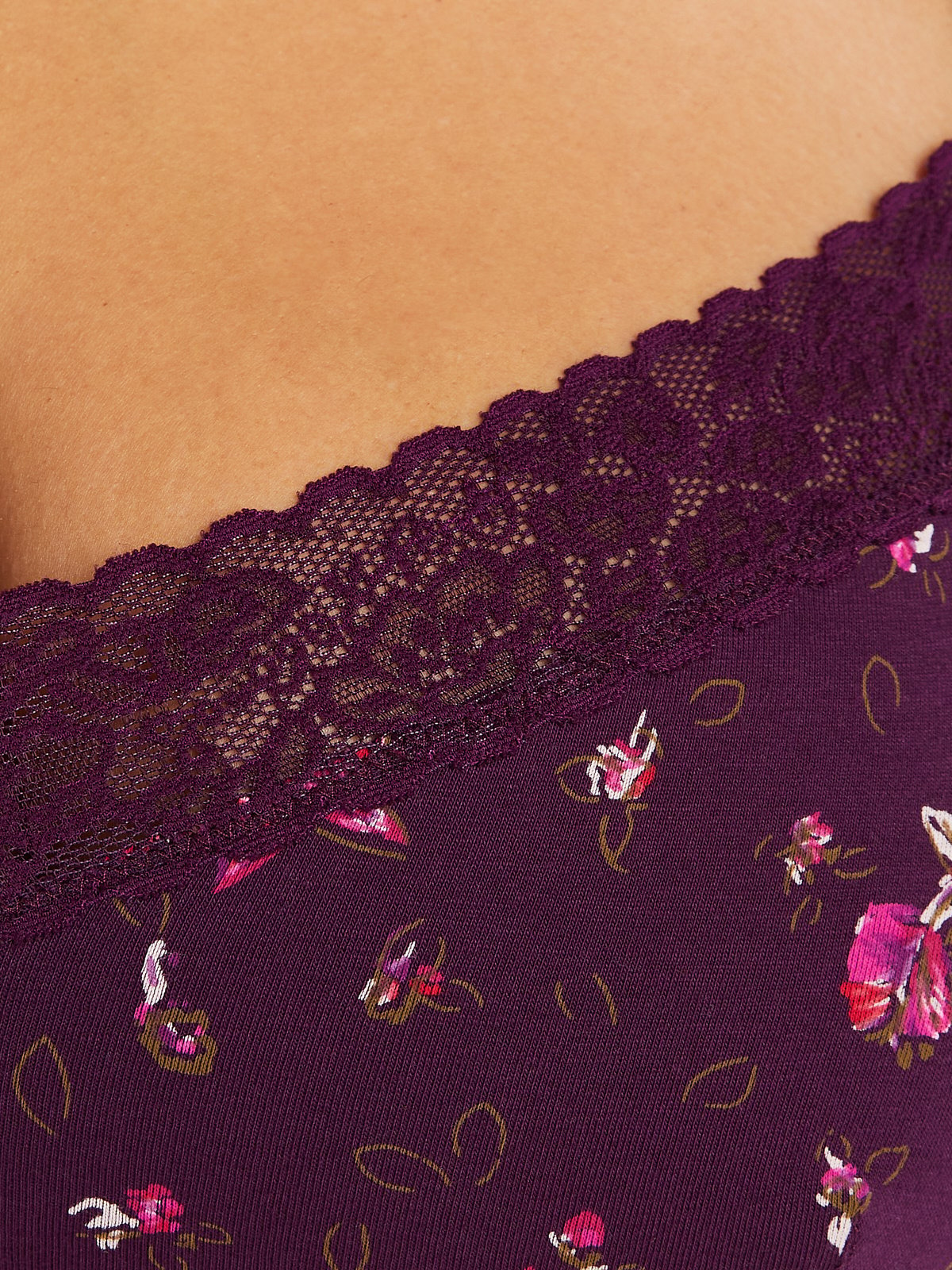 Cotton Essentials Lace-Trim Bralette in Multi & Purple