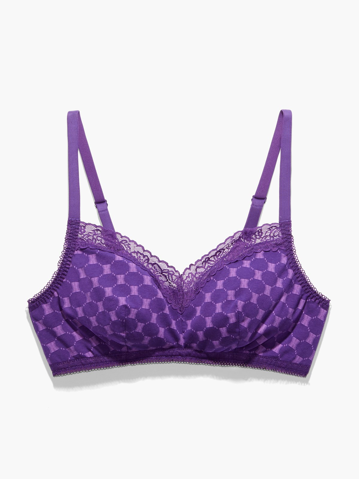 Women's Lace Trim Lingerie Bralette - Auden™ Purple 1X
