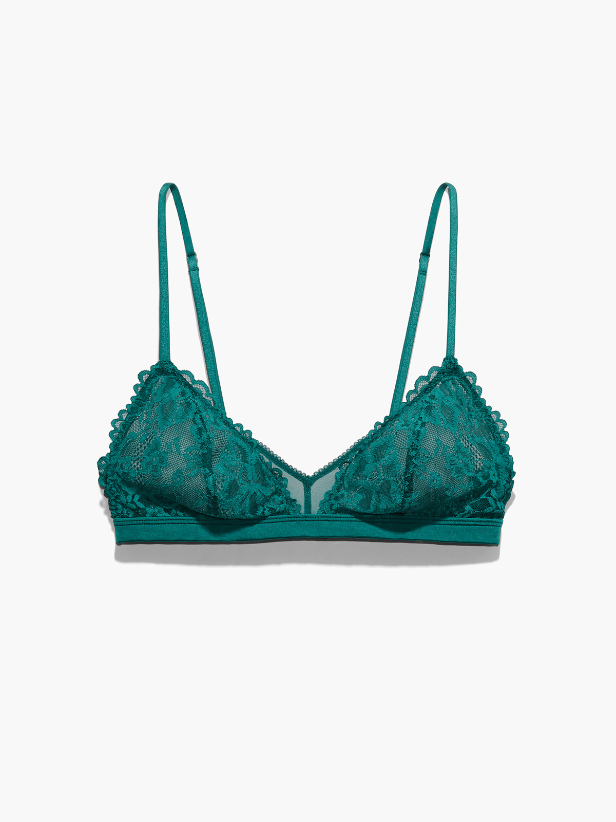 Floral Lace & Mesh Bralette in Green
