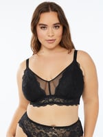 Floral Lace & Mesh Bralette in Black