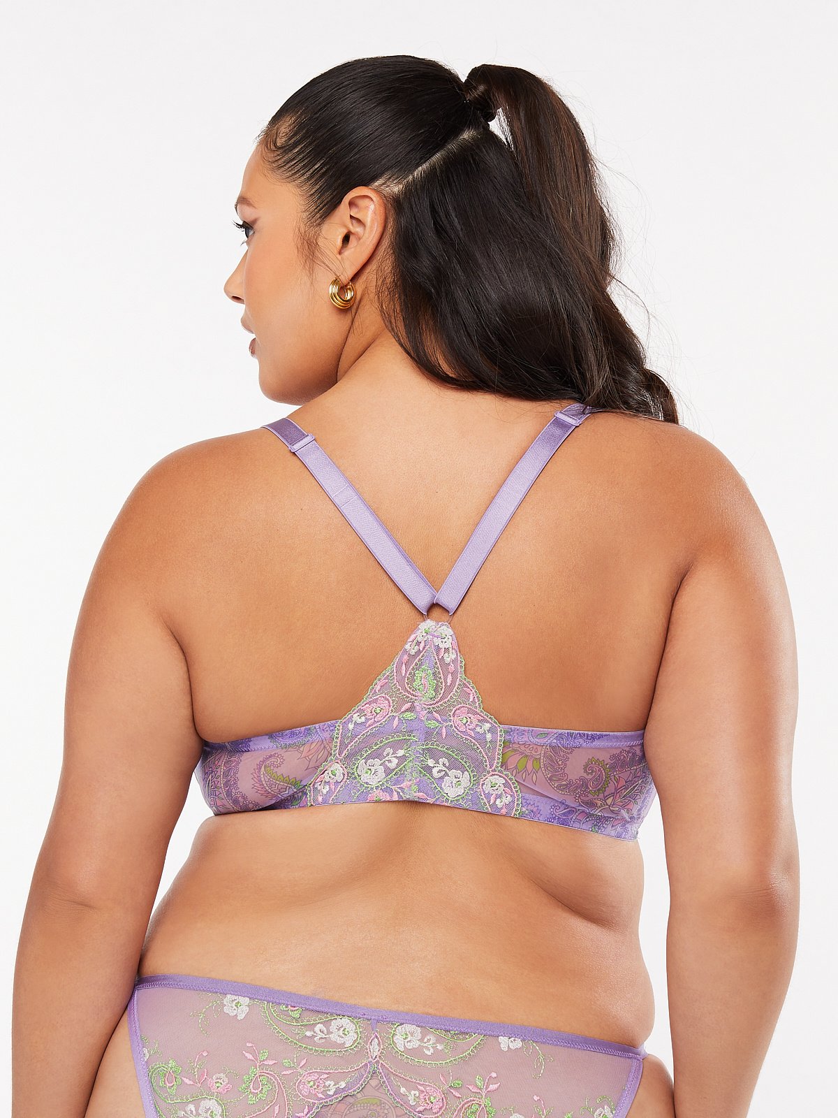 Bohemian Paisley Embroidered Bralette in Purple