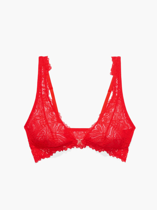 Missguided Bralette Red Corded Lace Bralette Bra With Back Zipper sz 6  Small NWT 