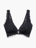 Savage X Fenty, Women's, Romantic Corded Lace Front-Closure Bralette,  Caviar, XS at  Women's Clothing store