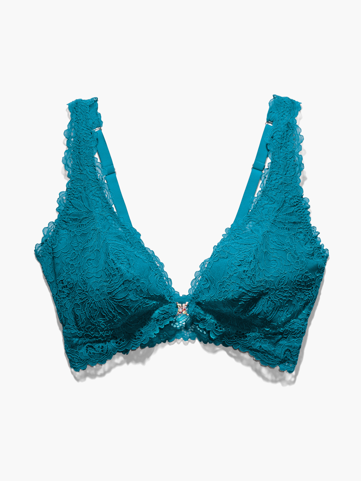 Savage x Fenty Teal Blue Romantic Lace Front-Closure Bralette Size XL NWOT  - $36 - From Tinnie