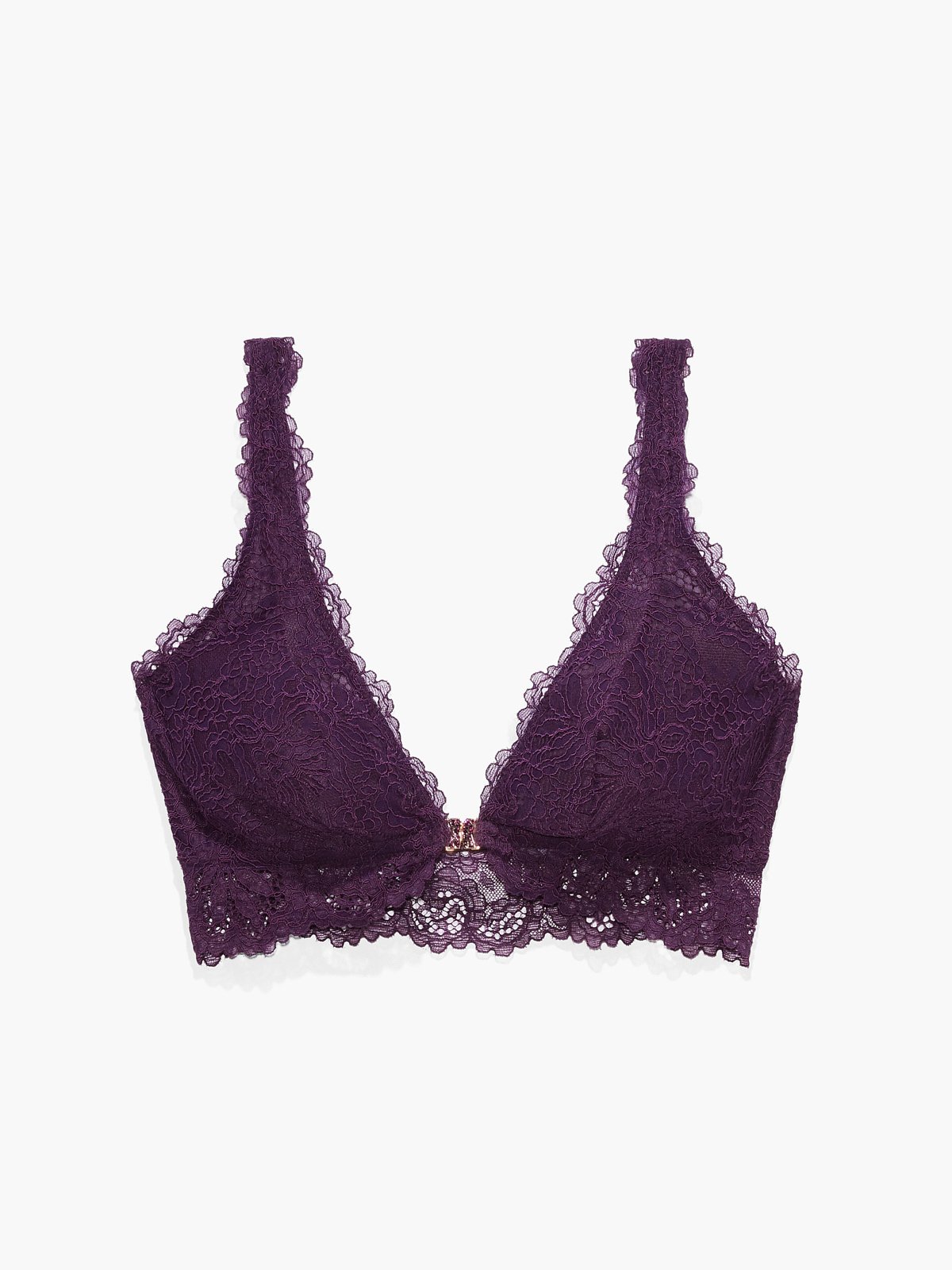 Romantic Corded Lace Front-Closure Bralette in Purple