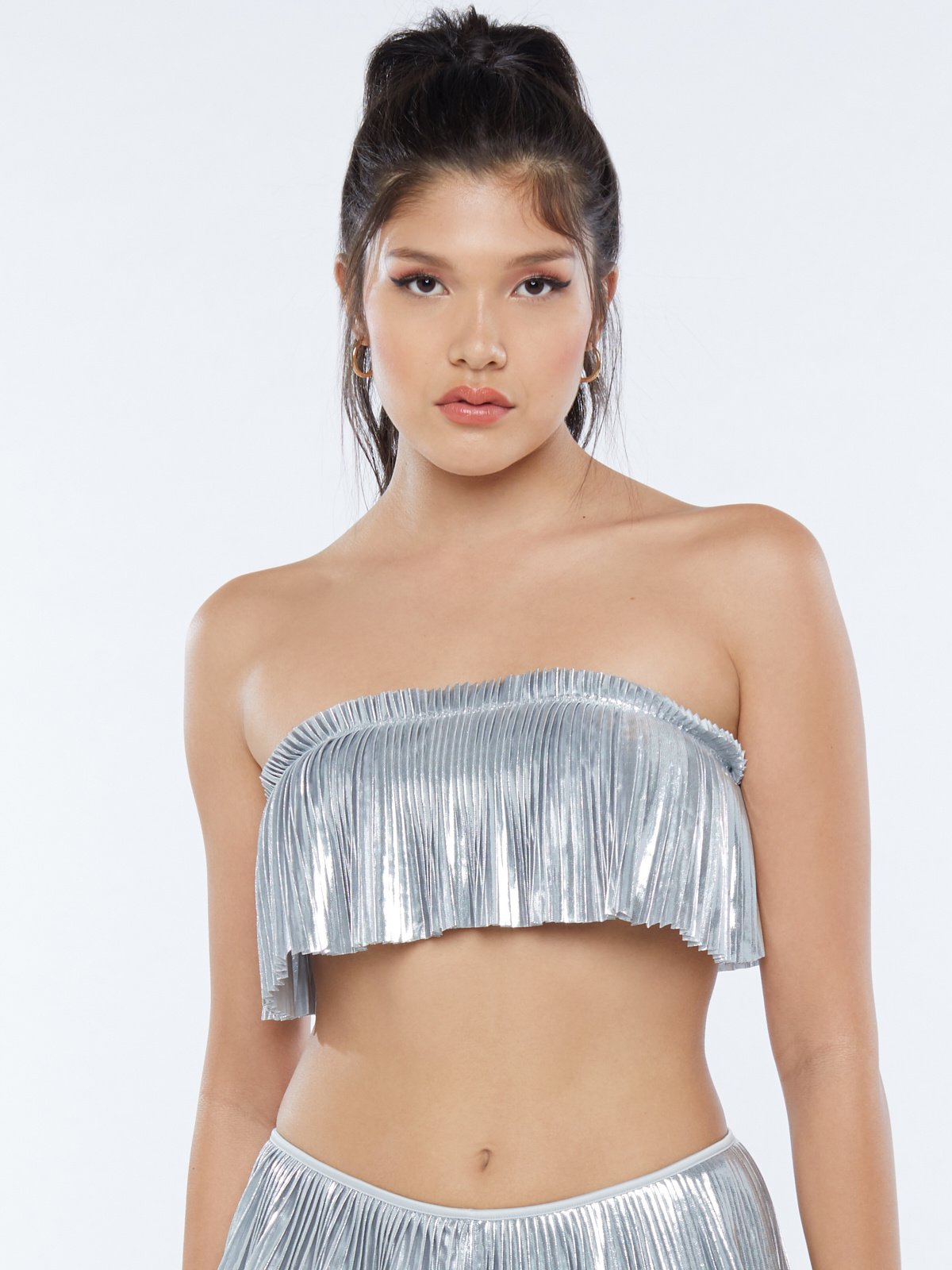 Savage X Fenty, Women's, Pleated Lamé Unlined Bra, Spaced Out
