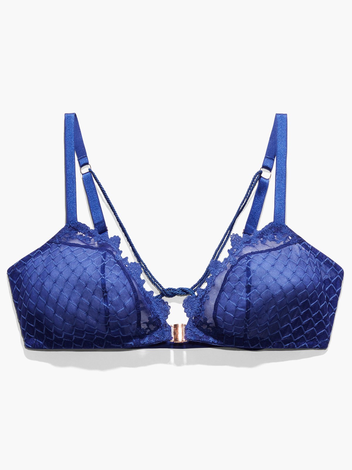 Blue Brocade Bra Belt Set 34B - Magical Fashions