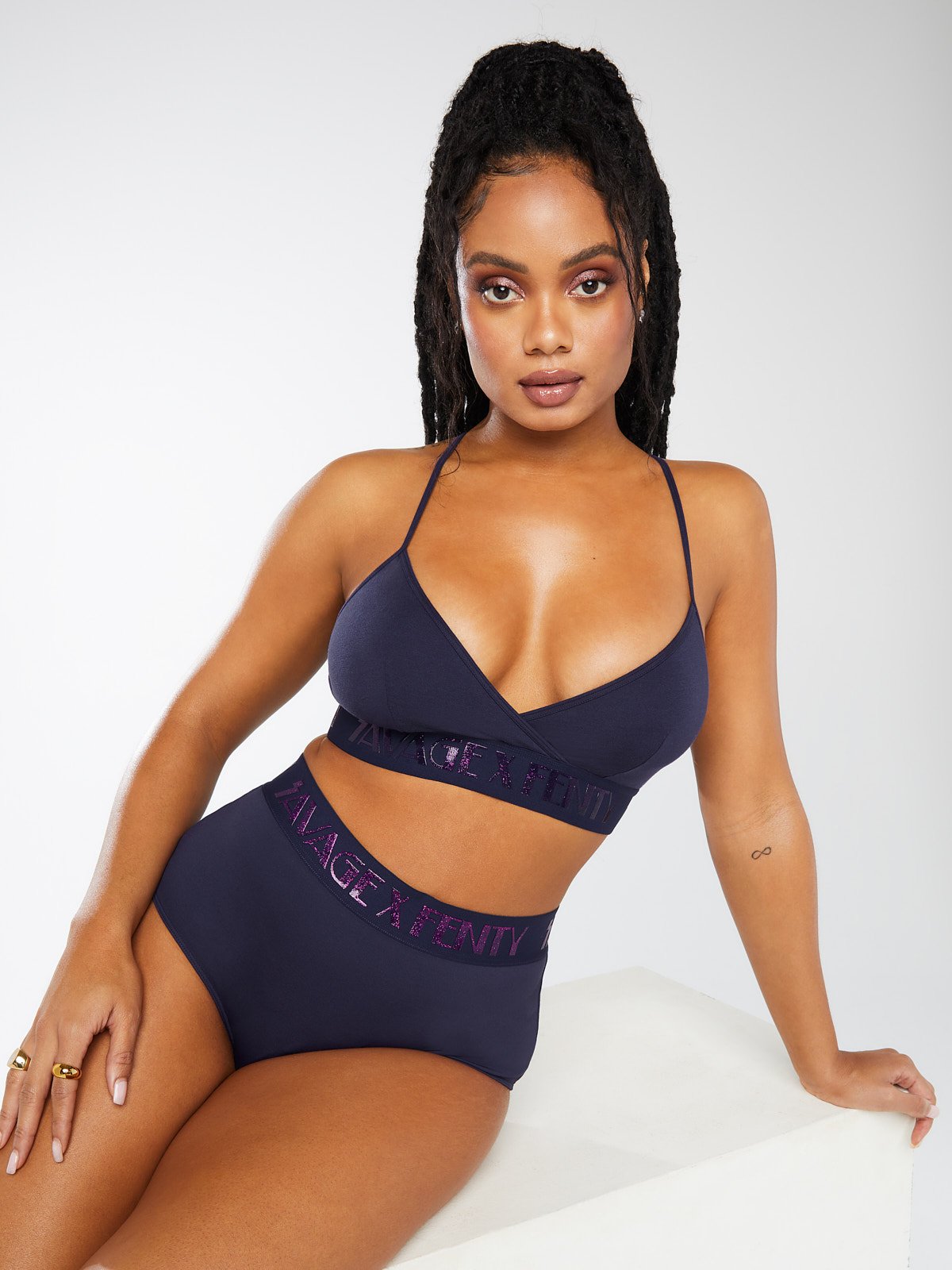 Savage X Fenty, Intimates & Sleepwear, Savage X Fenty Forever Savage  Bralette And Booty Shorts Rainbow Logo Set 2 Piece