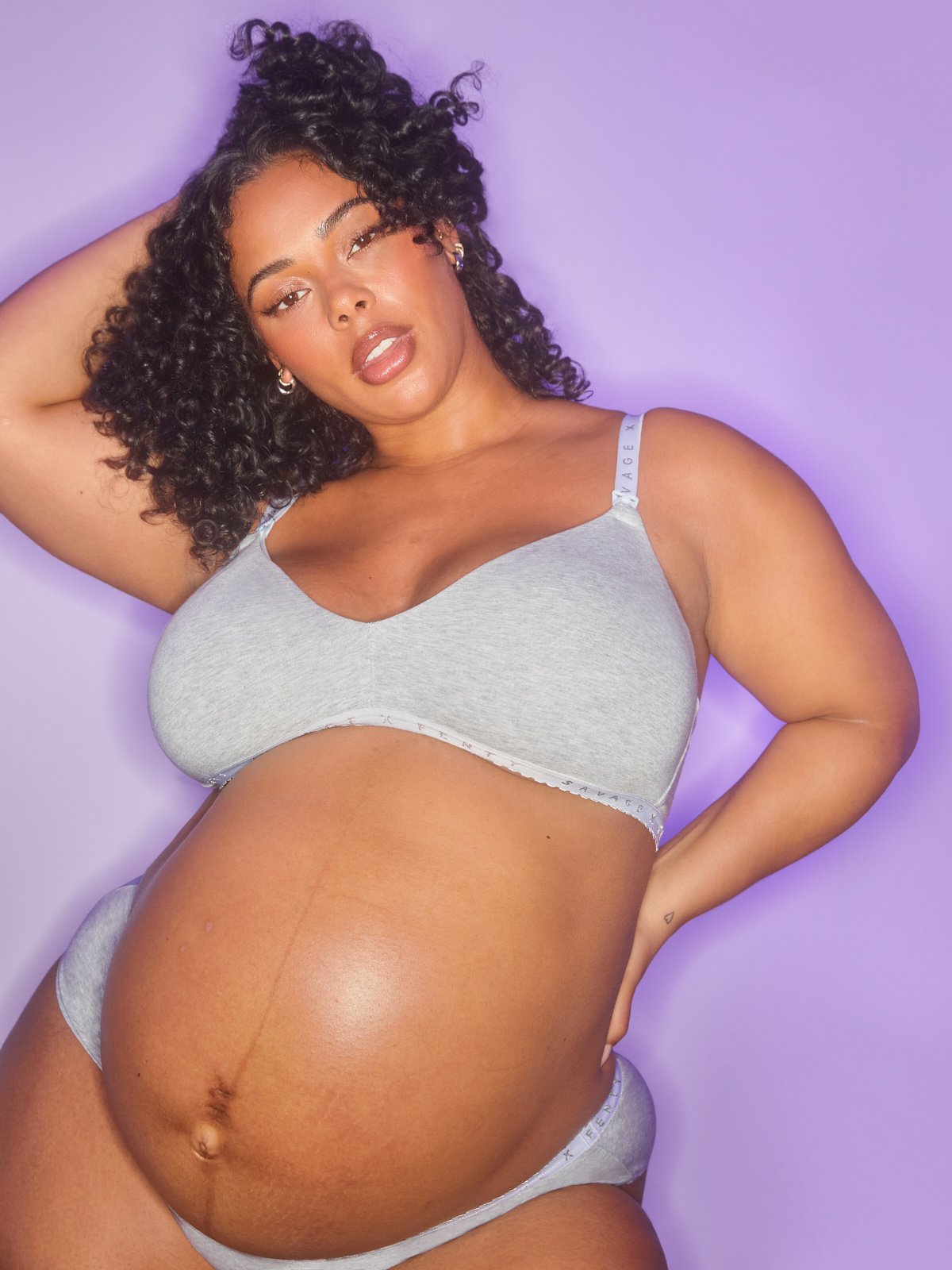 harmtty Pregnant Women Wireless Padded Maternity Nursing Bra Seamless  Feeding Underwear,Grey Stripe,90C 