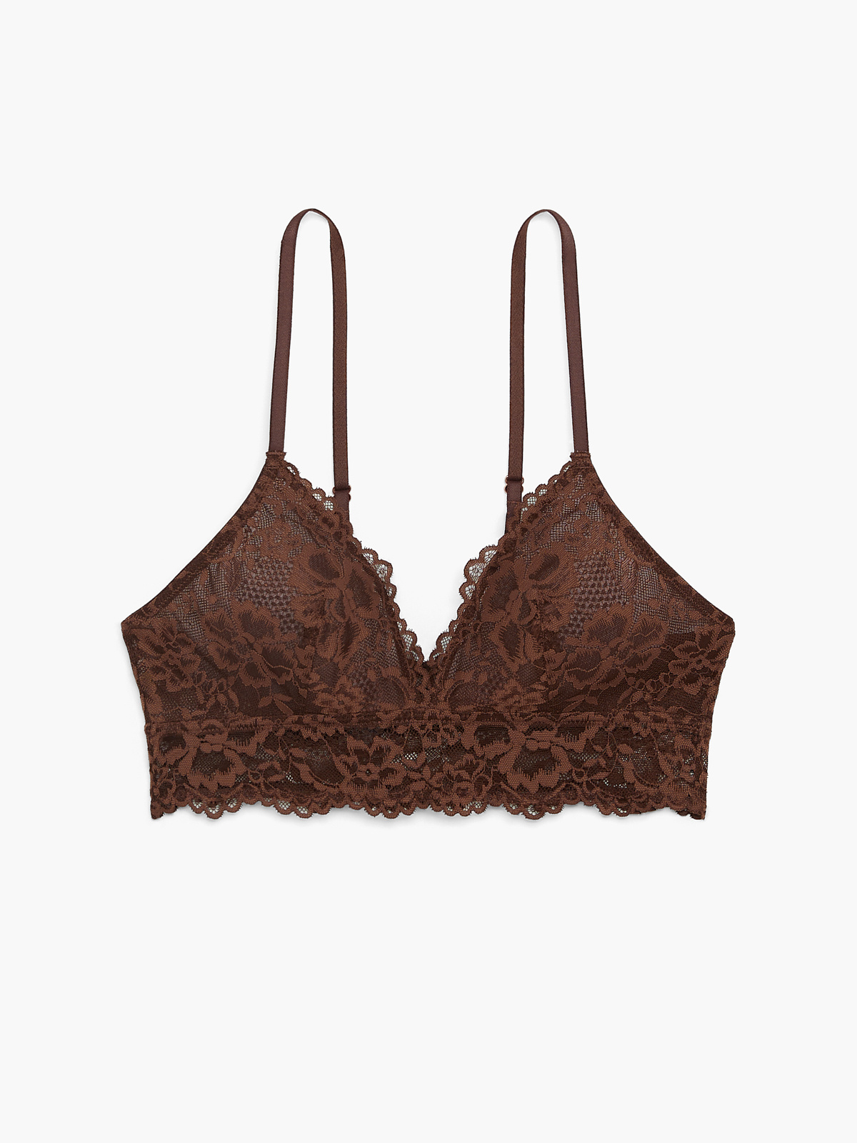 Floral Lace Triangle Bralette in Brown