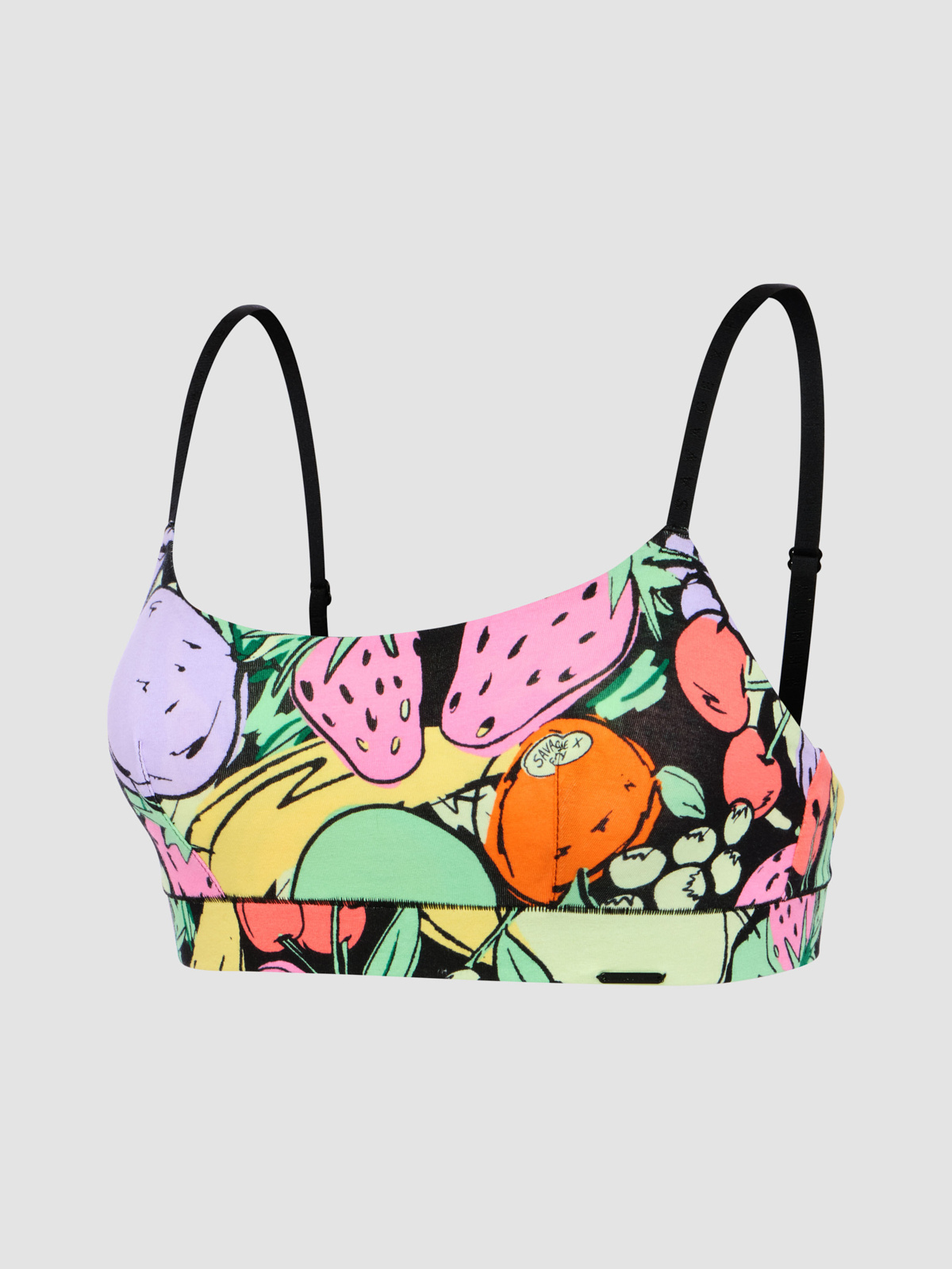 Cotton Essentials Scoop-Neck Bralette in Black & Multi | SAVAGE X FENTY