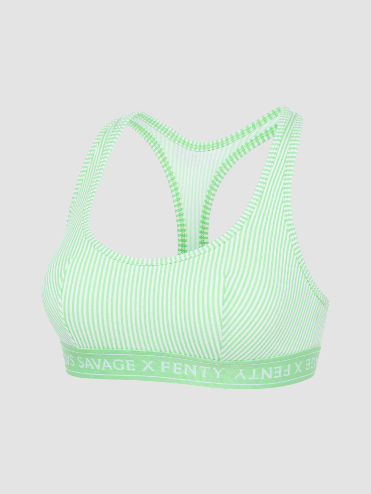 Cotton Essentials Logo-Trim Racerback Bralette in Green | SAVAGE X FENTY