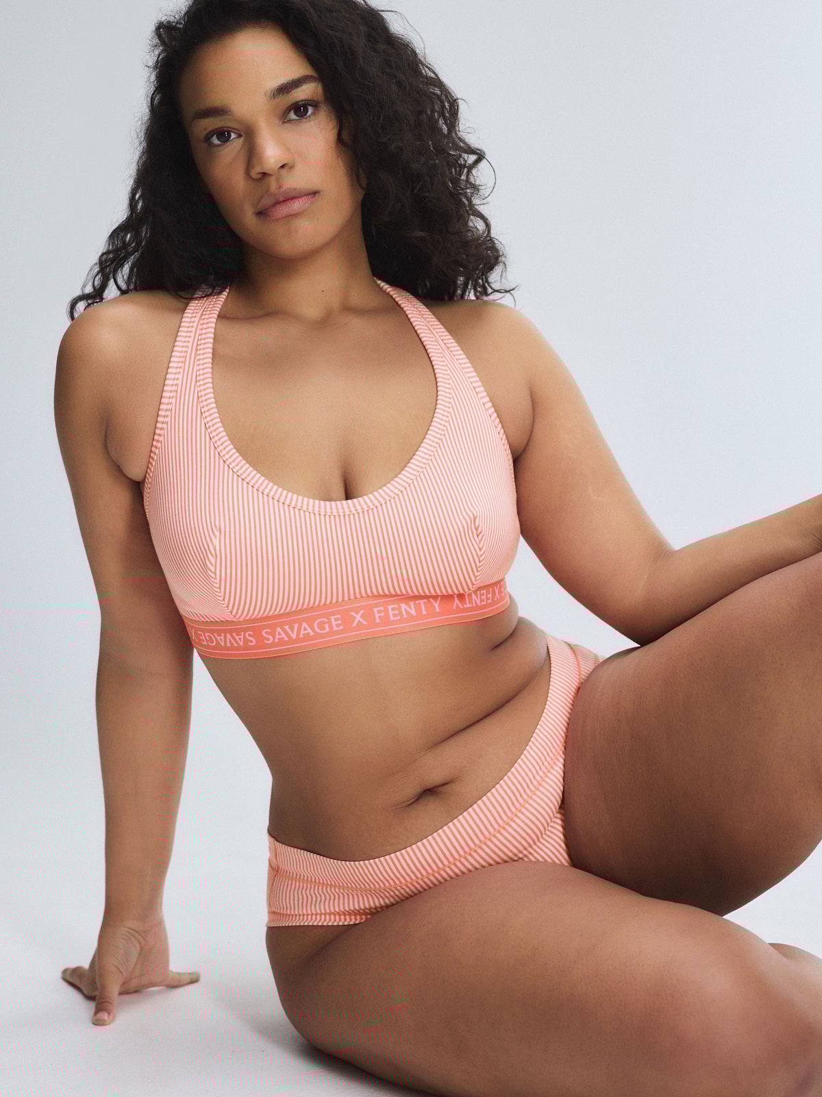 Cotton Essentials Logo-Trim Racerback Bralette in Pink | SAVAGE X FENTY