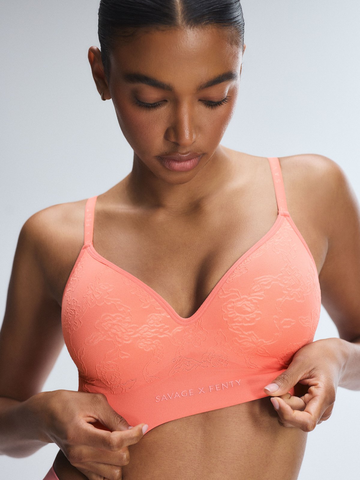 Seamless Floral Padded Bralette in Pink | SAVAGE X FENTY