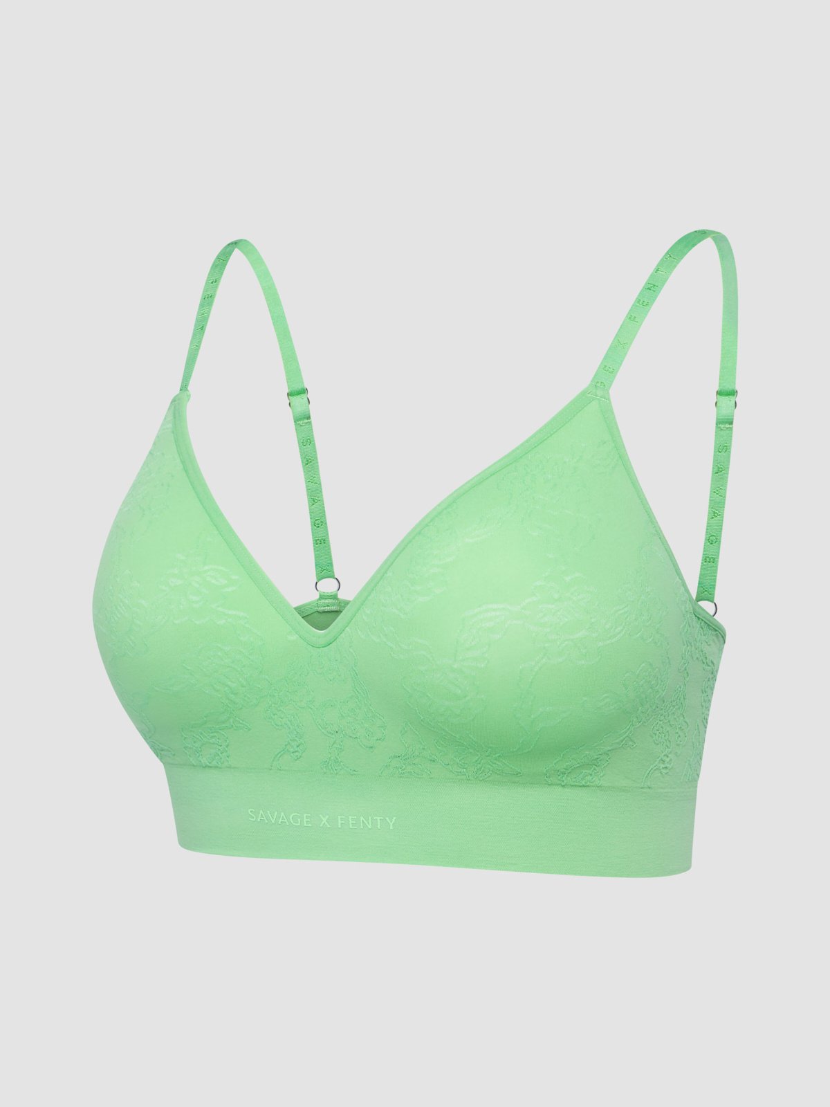 Seamless Floral Padded Bralette in Green | SAVAGE X FENTY