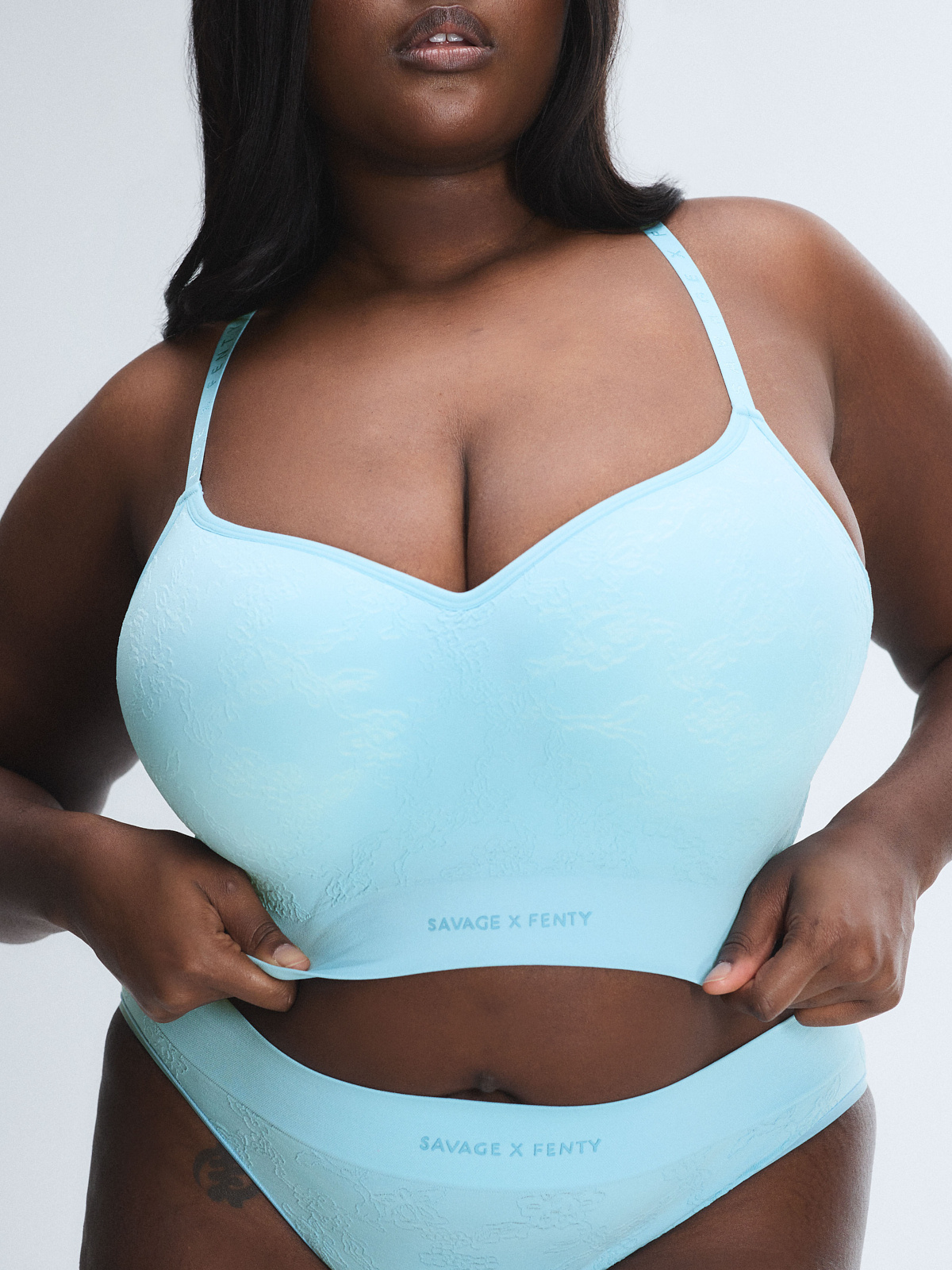Seamless Floral Padded Bralette in Blue | SAVAGE X FENTY