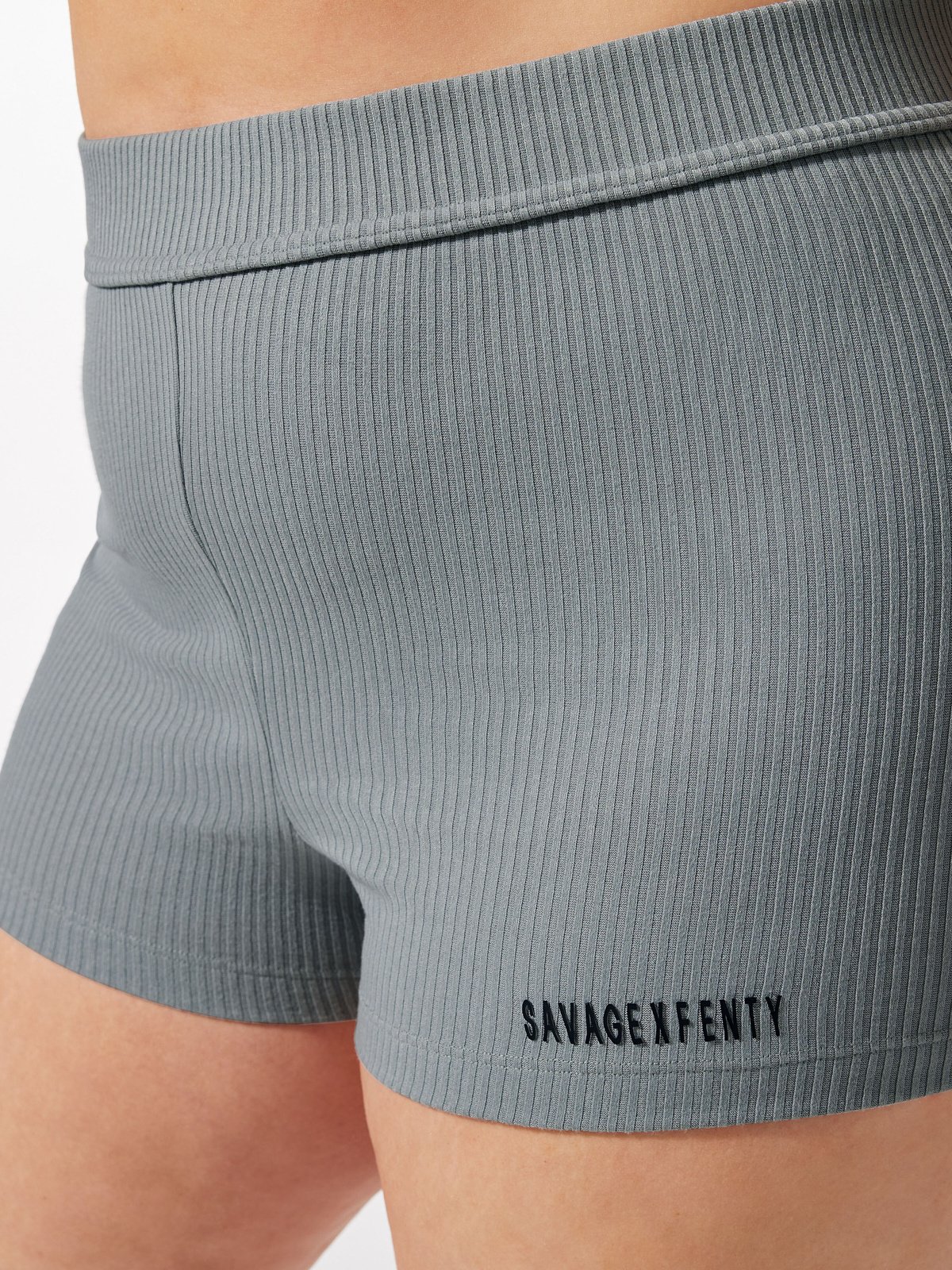 Xssential Heavy Rib Booty Short in Grey & Silver | SAVAGE X FENTY