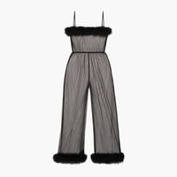 sheer marabou jumpsuit