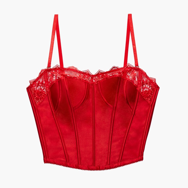 red lace bustier top