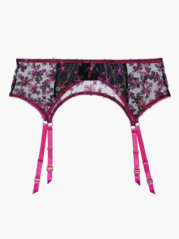 Embroidered Floral Garter Belt in Black & Multi & Pink | SAVAGE X FENTY ...