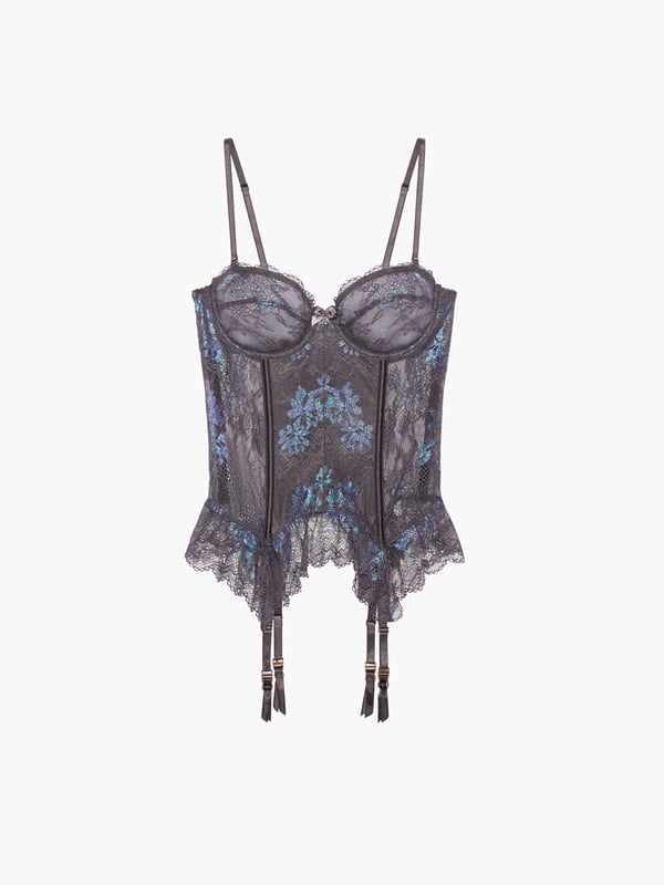Living in the Clouds Iridescent Lace Corset in Grey | SAVAGE X FENTY