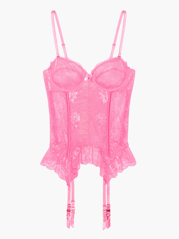Living in the Clouds Iridescent Lace Corset in Pink