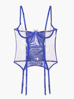 Hyper Real Lace and Vinyl Bustier in Blue