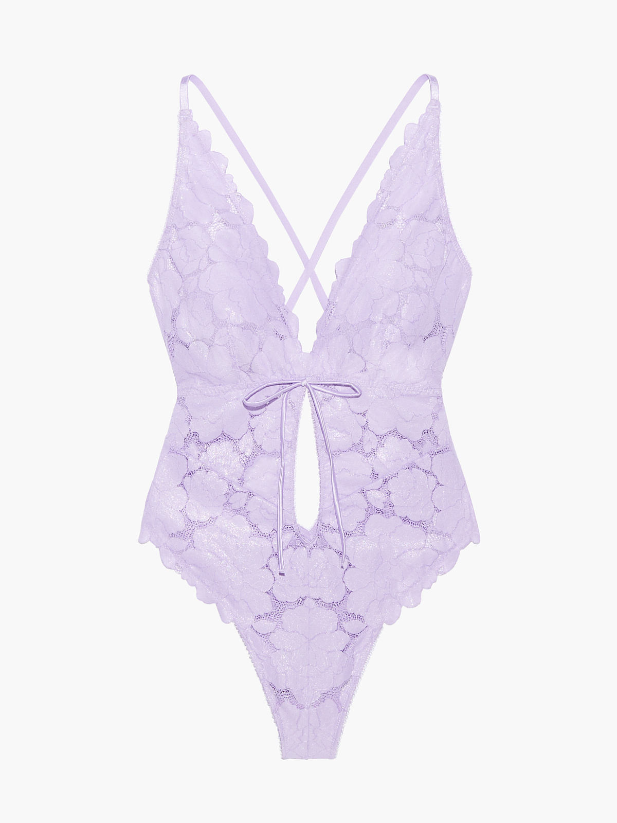 Floral Glow Lace Bodysuit with Keyhole in Purple