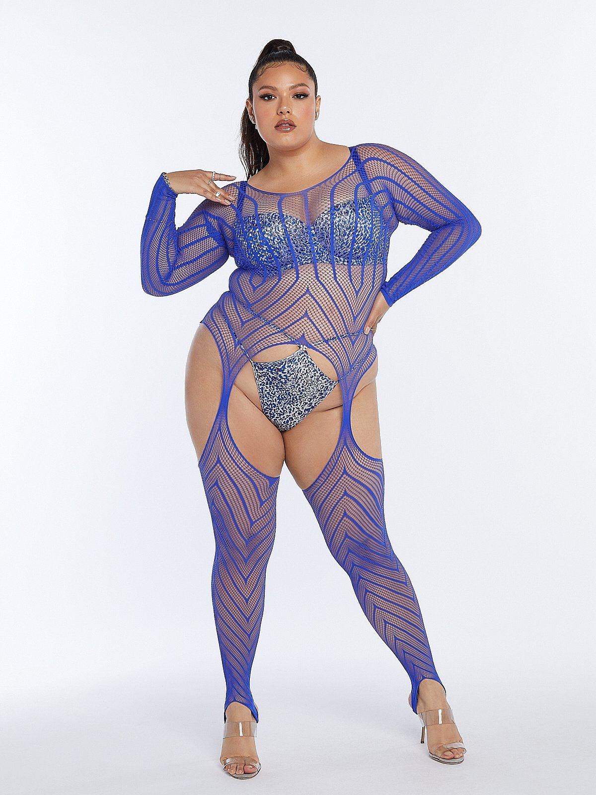 Commitment Issues Fishnet Body Stocking (1X-3X) in Blue