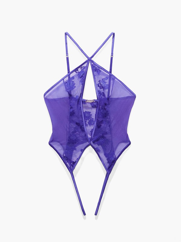 Strap Up Crotchless Lace Teddy in Blue | SAVAGE X FENTY
