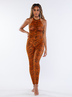 All Over Me Lace Crotchless Catsuit in Orange