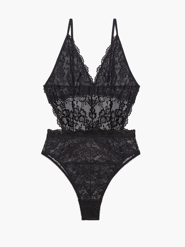 Floral Lace Teddy in Black