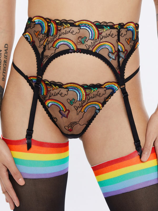 Savage X Pride Suspender Belt In Black Multi Savage X Fenty Uk United Kingdom