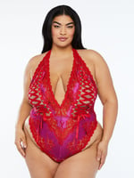 Lace'd Up Teddy in Multi & Pink & Red