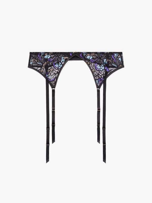 Butterfly Wings Lace & Mesh Garter Belt in Black & Multi | SAVAGE X FENTY