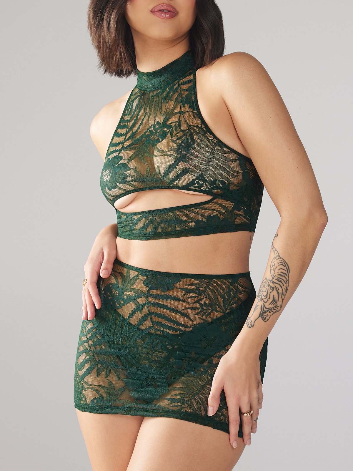 Shadowplay Lace Keyhole Skirt in Green | SAVAGE X FENTY