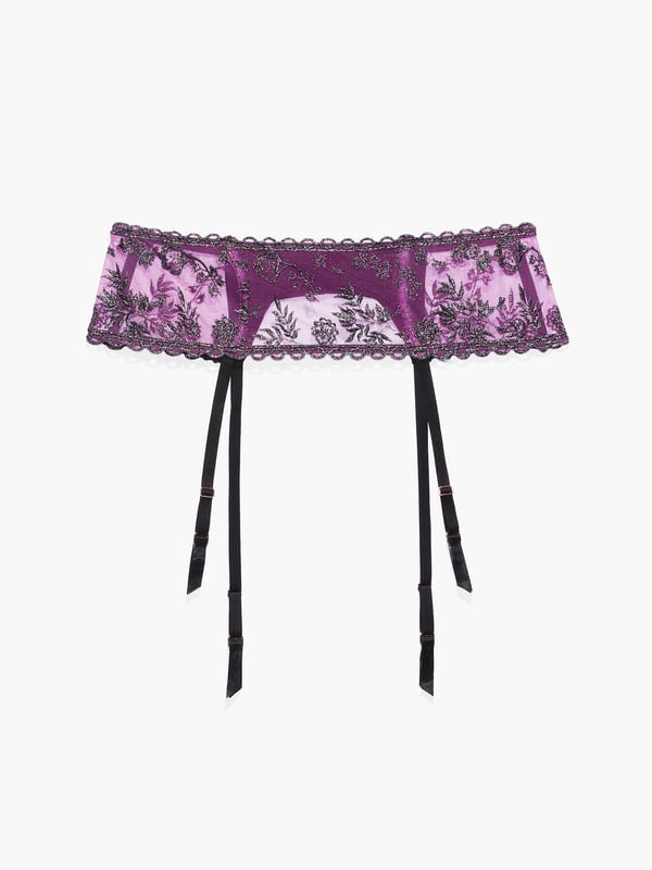 Gilded Chains Embroidered Mesh Garter Belt in Multi & Purple | SAVAGE X ...