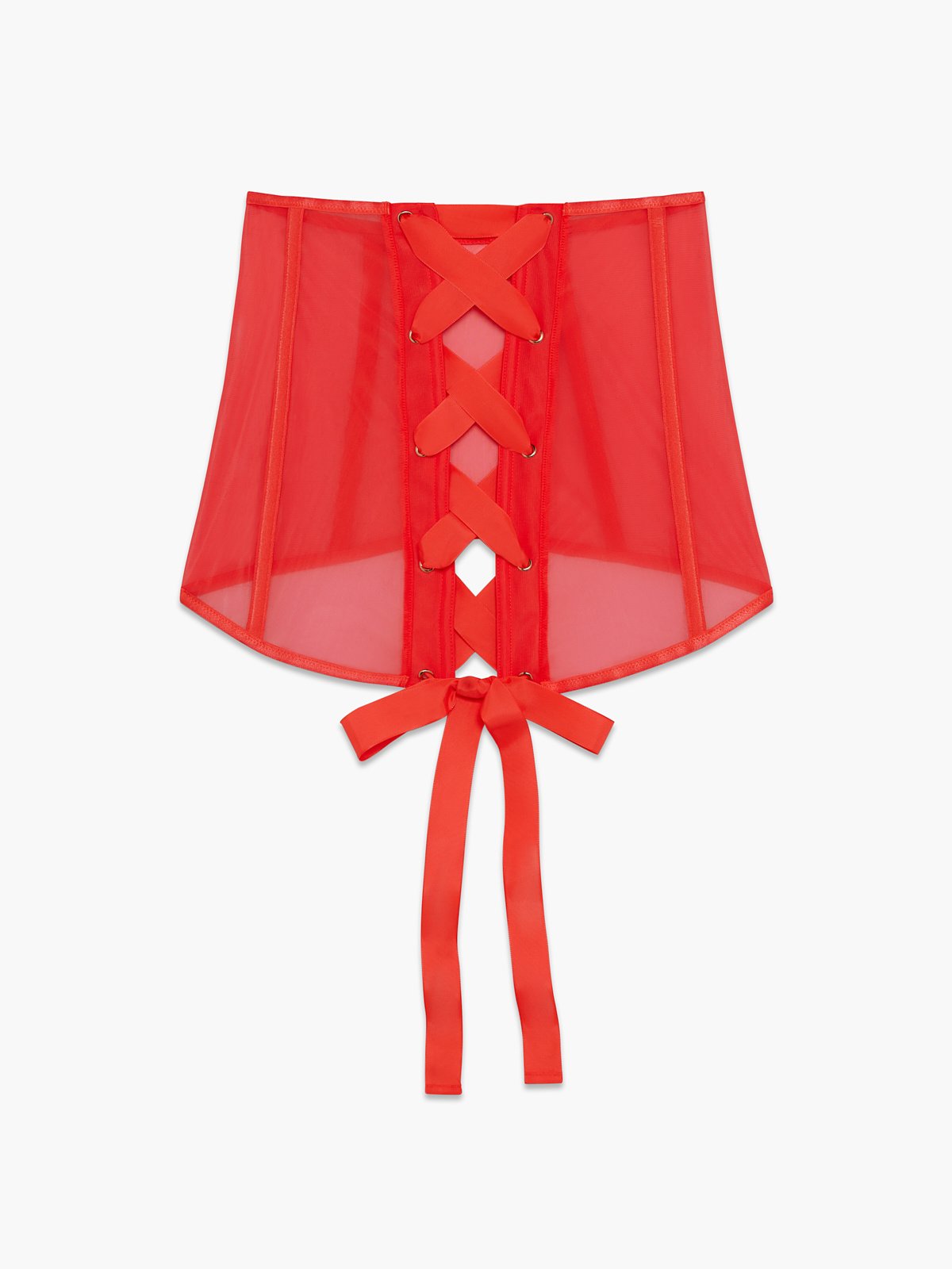 Sheer X Lace Up Skirt In Pink And Red Savage X Fenty France