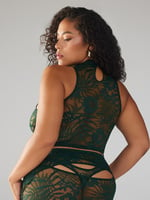 Shadowplay Lace Keyhole Crop Top in Green