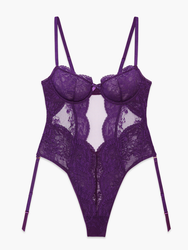 Haute Lace Teddy in Purple