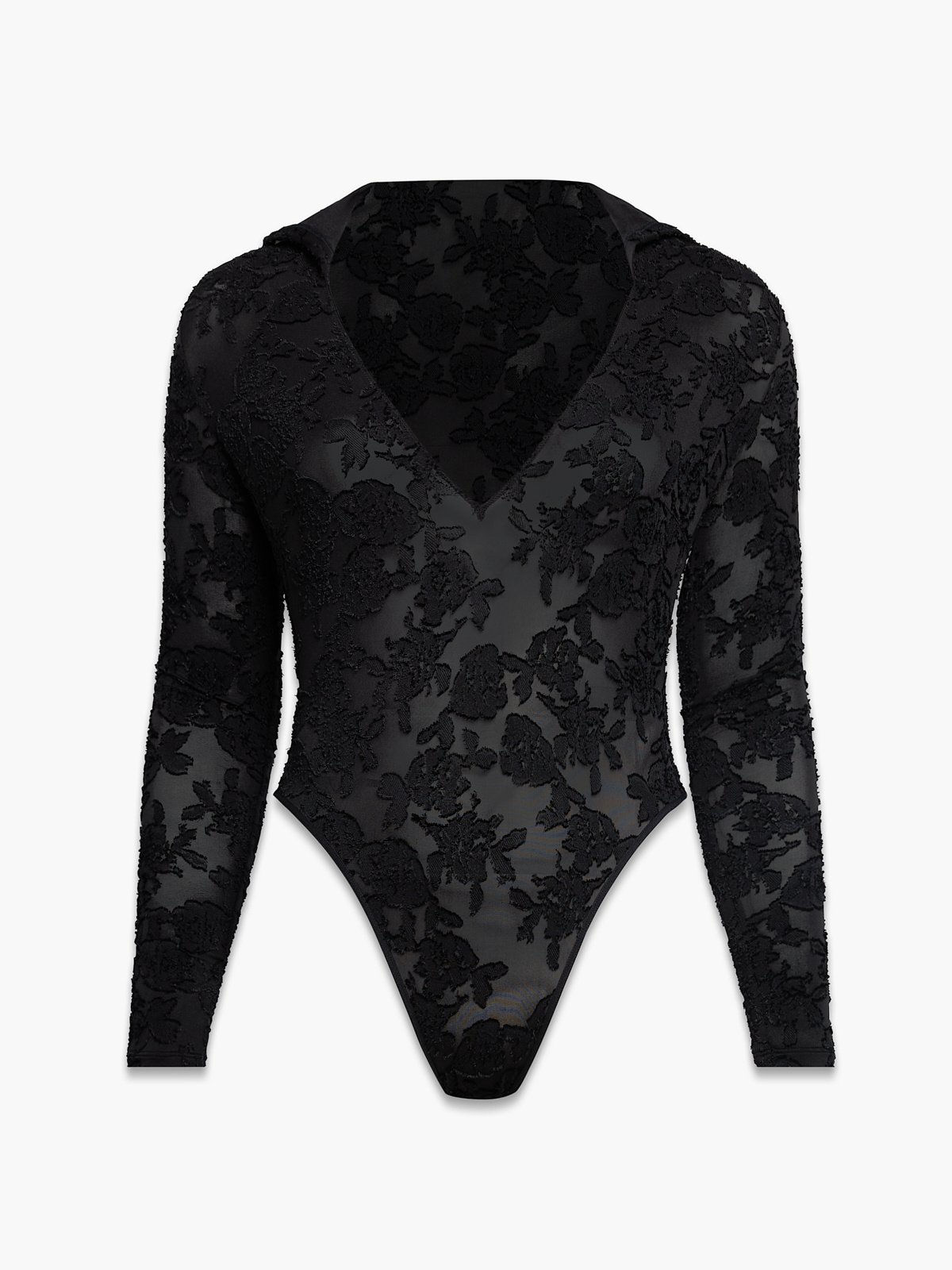 Simply Flirtatious Black Lace Long Sleeve Bustier Bodysuit in 2023