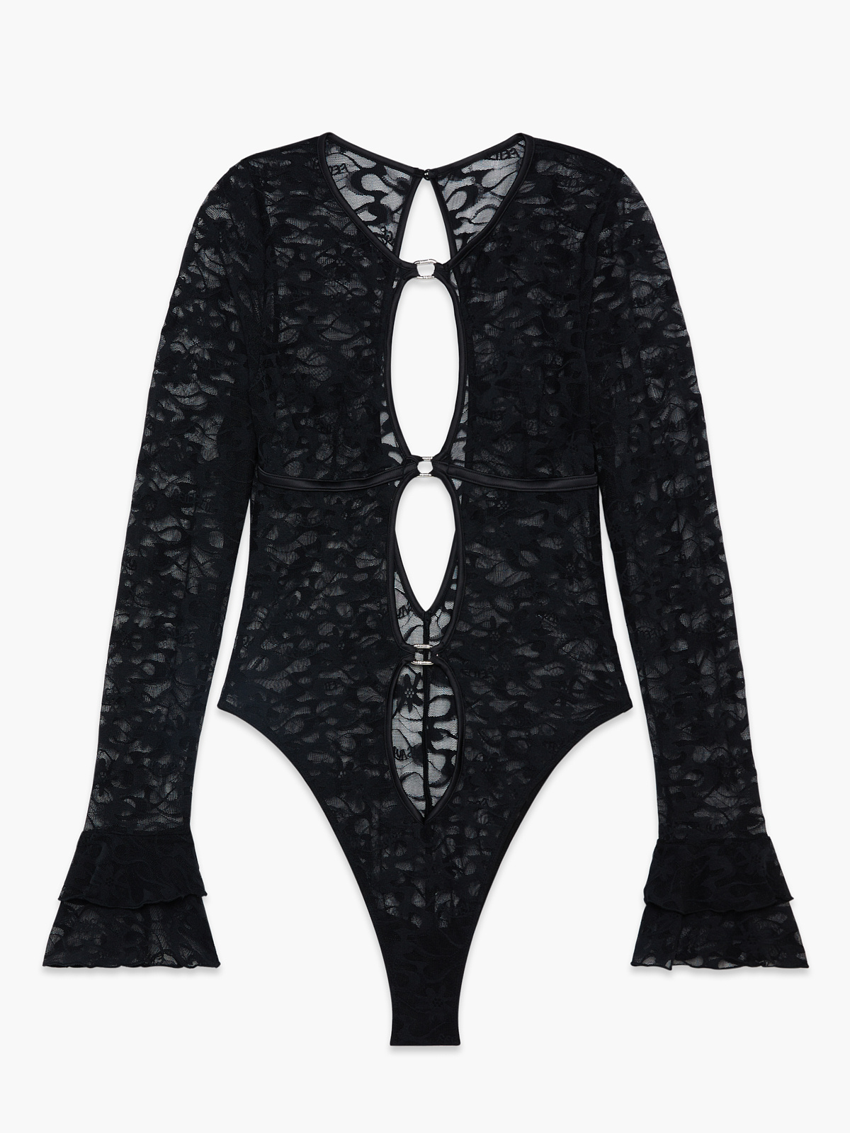 PMUYBHF Black Long Sleeve Bodysuit Lace Strap European and American Large  Size Fun Underwear