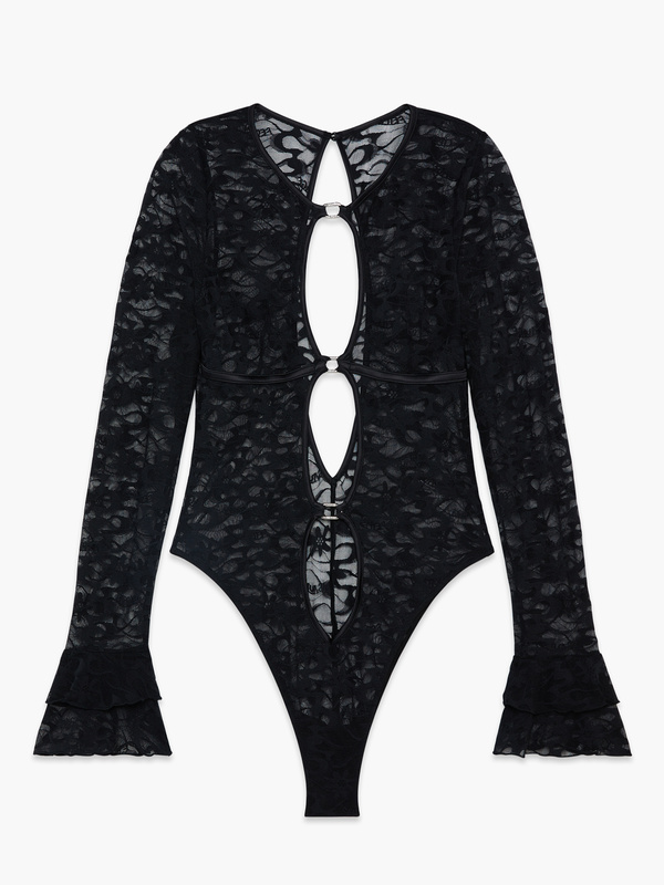 Long-Sleeve Link Up Lace Teddy