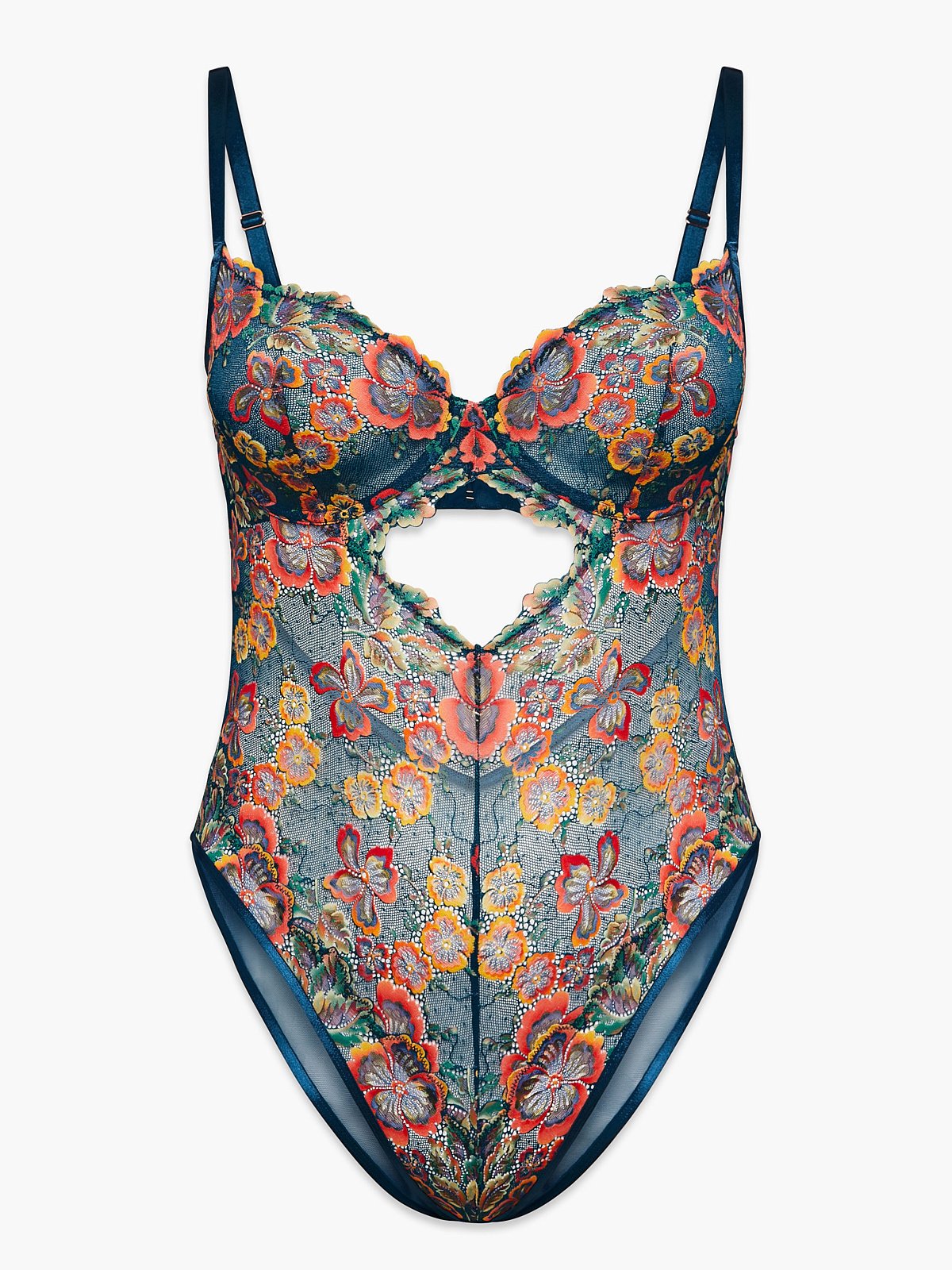 Sunchaser Lace Underwire Teddy in Blue & Multi | SAVAGE X FENTY