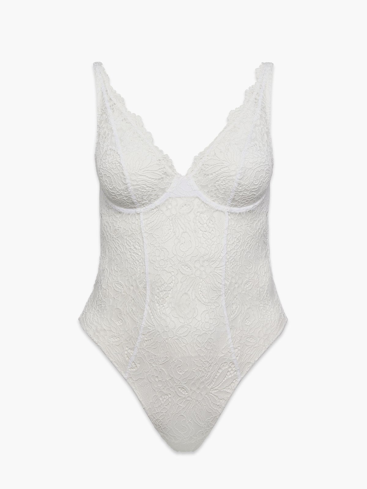 Romantic Corded Lace Underwire Teddy in White | SAVAGE X FENTY