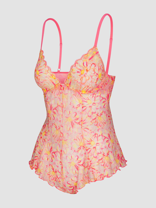 Sunray Lace Underwire Teddy in Multi & Orange & Pink | SAVAGE X FENTY