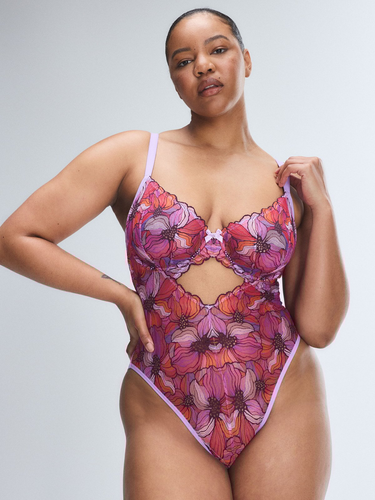 Mosaic Floral Lace Underwire Teddy